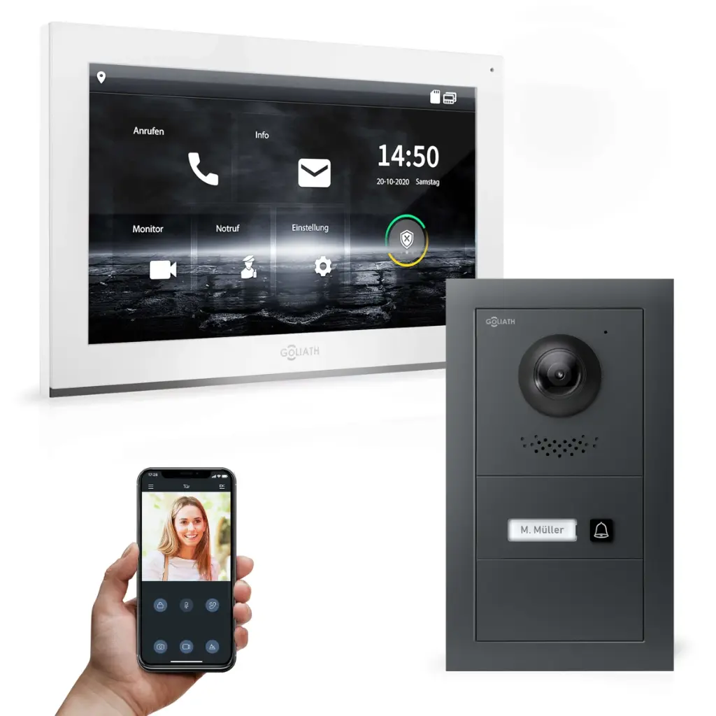 GOLIATH Hybrid IP Video Türsprechanlage mit App Anthrazit 1-Familie 10" 