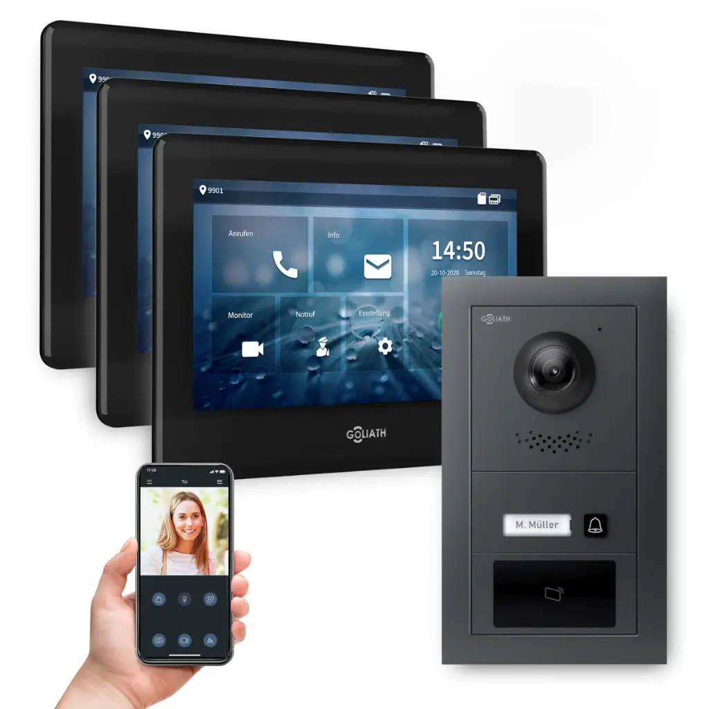 GOLIATH Hybrid 2-Draht BUS Sprechanlage Anthrazit 