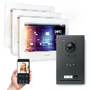 GOLIATH Hybrid 2-Draht BUS Video Türsprechanlage Anthrazit  3x7 Zoll Weiß