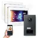 GOLIATH Hybrid 2-Draht BUS Video Türsprechanlage Anthrazit 3x7 Zoll Weiß