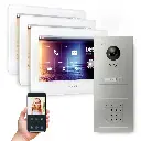 GOLIATH Hybrid 2-Draht BUS Video Türsprechanlage App 3x7 Zoll Weiß Keypad