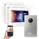 GOLIATH Hybrid 2-Draht BUS Video Türsprechanlage App 3x7 Zoll Weiß