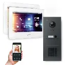 GOLIATH Hybrid 2-Draht BUS Video-Türsprechanlage Anthrazit 2x7 Zoll Weiß Keypad