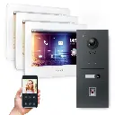 GOLIATH Hybrid 2-Draht BUS Video-Türsprechanlage Anthrazit 3x7"Weiß Fingerprint 