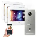 GOLIATH Hybrid 2-Draht BUS Video-Türsprechanlage 3x7"Weiß Fingerprint