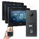 GOLIATH Hybrid 2-Draht BUS Videosprechanlage Anthrazit  3x7"Schwarz Fingerprint 