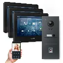 GOLIATH Hybrid 2-Draht BUS Videosprechanlage Anthrazit 3x7" Schwarz Fingerprint