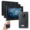 GOLIATH Hybrid 2-Draht BUS Videotürsprechanlage Anthrazit 3x7 Zoll Schwarz