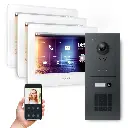 GOLIATH Hybrid 2-Draht BUS Videotürsprechanlage Anthrazit 3x7 Zoll Weiß Keypad