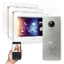 GOLIATH Hybrid 2-Draht BUS Videotürsprechanlage 3x7 Zoll Weiß Keypad 