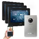GOLIATH Hybrid 2-Draht BUS Videotürsprechanlage App 3x7 Zoll Schwarz