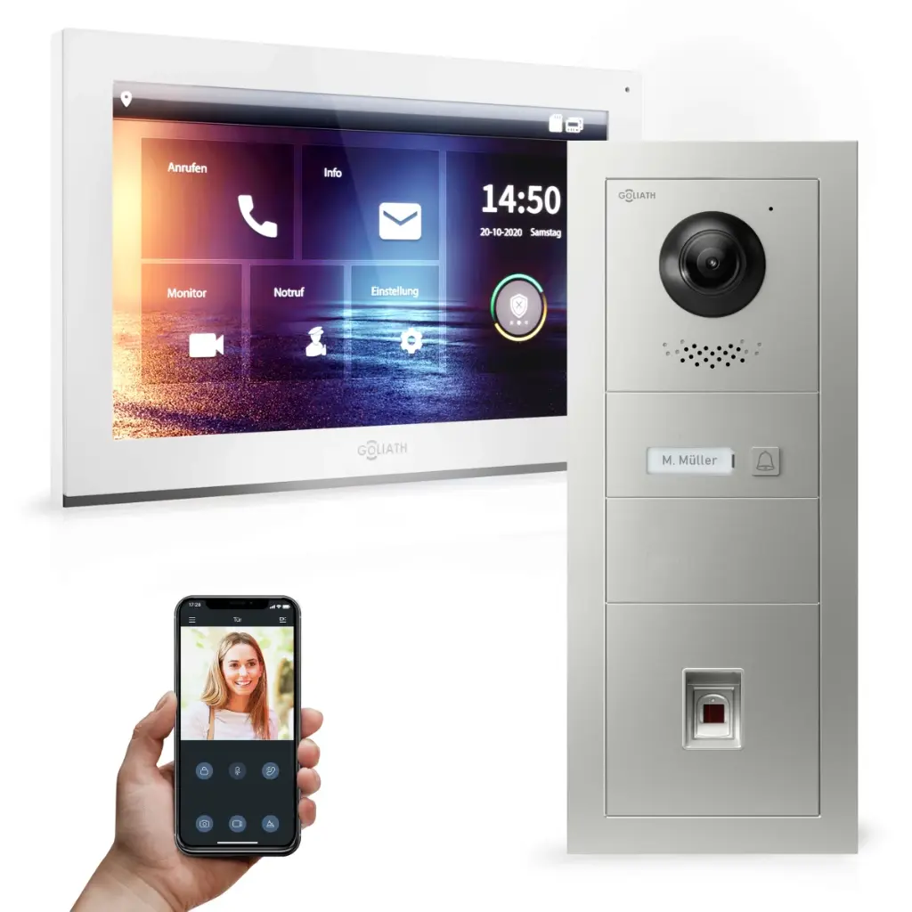GOLIATH Hybrid IP Gegensprechanlage 10 Zoll HD Fingerprint Unterputz