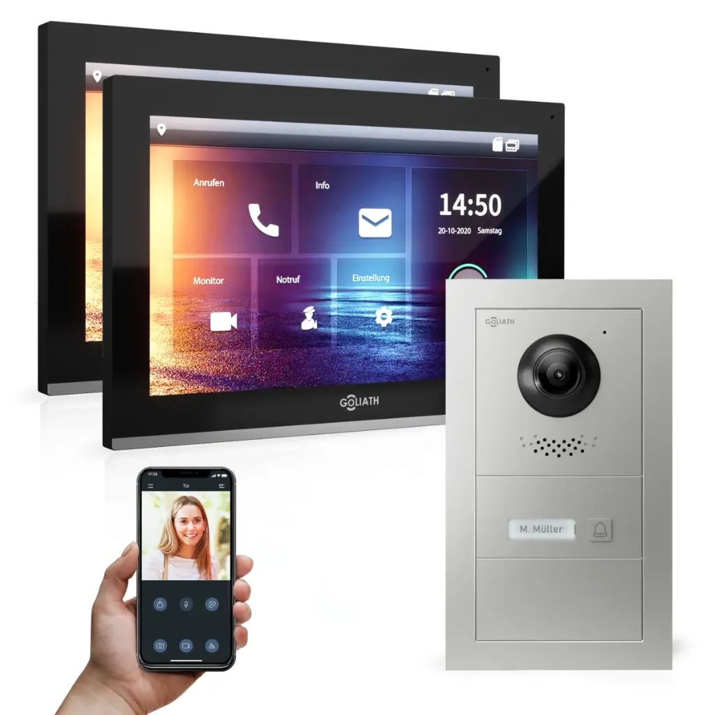 GOLIATH Hybrid IP Gegensprechanlage mit App 2x 10 Zoll HD Unterputz