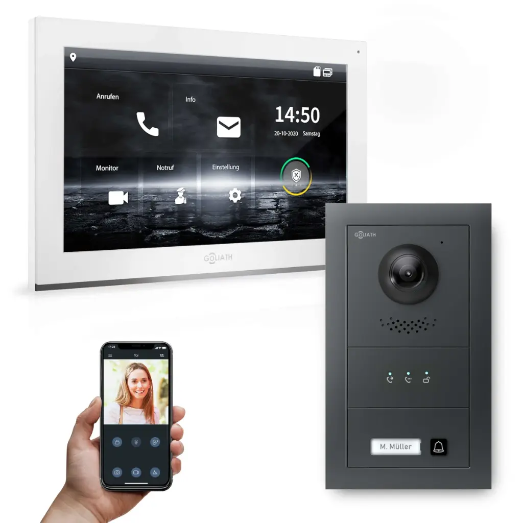 GOLIATH Hybrid IP Türsprechanlage Anthrazit 10" HD Unterputz Set 