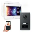 Goliath Hybrid IP Video Türsprechanlage mit App 1 Fam Anthrazit 2x7 Zoll Weiß