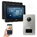 Goliath Hybrid IP Video Türsprechanlage mit App 1 Fam  Silber 2x7 Zoll Schwarz 