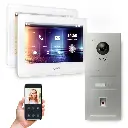 GOLIATH Hybrid IP Video Türsprechanlage mit App 1 Fam Silber 2x7 Zoll Weiß 