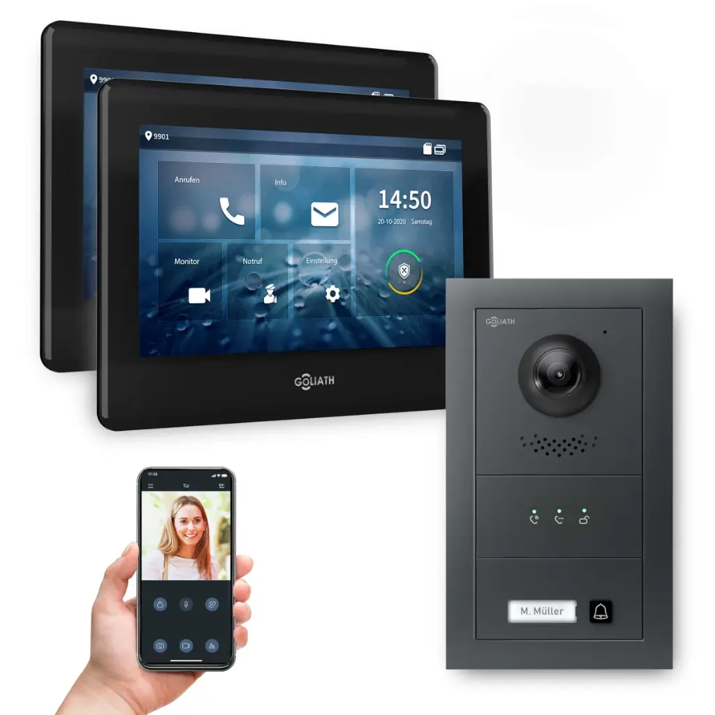 GOLIATH Hybrid IP Video Türsprechanlage mit App Anthrazit 1-Fam