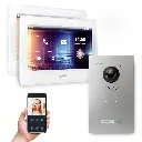 GOLIATH Hybrid IP Video Türsprechanlage mit App Silber 1-Fam 2x7 Zoll Weiß 