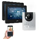 GOLIATH Hybrid IP Videotürsprechanlage Silber 1-Familienhaus 2x 7 Zoll Aufputz
