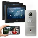 GOLIATH Hybrid 2-Draht BUS Türsprechanlage 2 Fam 2x7 Zoll Schwarz Fingerprint 