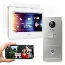 GOLIATH Hybrid 2-Draht BUS Türsprechanlage 2 Fam 2x7 Zoll Weiß Fingerprint 