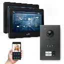 GOLIATH Hybrid 2-Draht BUS Videotürsprechanlage Anthrazit 2 Fam 2x7 Zoll Schwarz 
