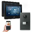 GOLIATH Hybrid 2-Draht BUS Gegensprechanlage Anthrazit 2 Fam 2x7 Zoll Schwarz