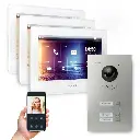 GOLIATH Hybrid 2-Draht BUS Video-Türsprechanlage 3 Familien  3x7 Zoll Weiß