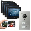 GOLIATH Hybrid 2-Draht BUS Türsprechanlage 4 Fam 4x7 Zoll Schwarz 