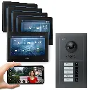 GOLIATH Hybrid 2-Draht BUS Türsprechanlage 5 Fam 5x7 Zoll Schwarz