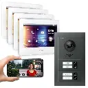 GOLIATH Hybrid 2-Draht BUS Türsprechanlage Anthrazit 4 Fam 4x7 Zoll Weiß 