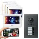 GOLIATH Hybrid 2-Draht BUS Türsprechanlage App 5 Fam 5x7 Zoll Weiß 