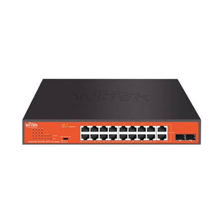 Nicht verwalteter PoE-Switch mit 16 PoE Gigabit-Ports + 2 Combo Gigabit-Ports