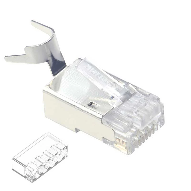 VCELINK 2. Gen. Netzwerkstecker Cat7 mit Einfädelhilfe und Knickschutz 10 Stück