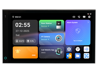Dahua, 7-Zoll-Hybrid-Smart-Bedienfeldmonitor für Video-Türsprechanlage, Aufputzmontage, Videoüberwachung und drahtlose Alarmanlage, Android 14, Kommunikation über IP, IP über zwei Drähte und WLAN, Touchscreen 1024 x 600, 12 V DC/Po