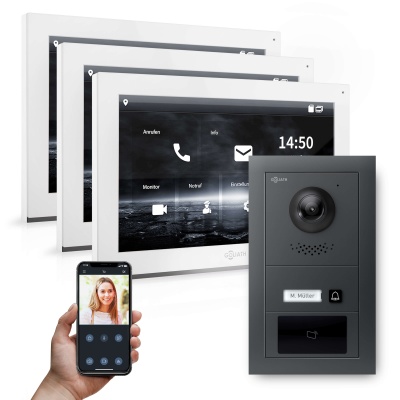 GOLIATH Hybrid IP Türsprechanlage Anthrazit 3x 10" HD Unterputz