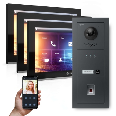 GOLIATH Hybrid IP Video Sprechanlage 1-Fam Fingerprint 180° Kamera