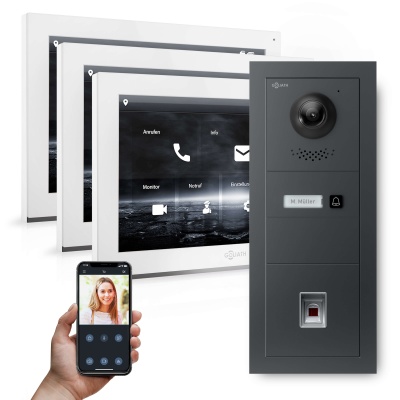 GOLIATH Hybrid IP Videotürsprechanlage Anthrazit 1-Fam 3x 10" HD 