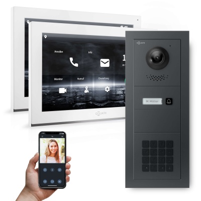 GOLIATH Hybrid IP Videotürsprechanlage Anthrazit 1-Fam 2x 10" HD 