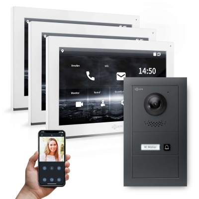 GOLIATH Hybrid IP Video Sprechanlage mit Anthrazit 1-Fam 3x 10" HD 