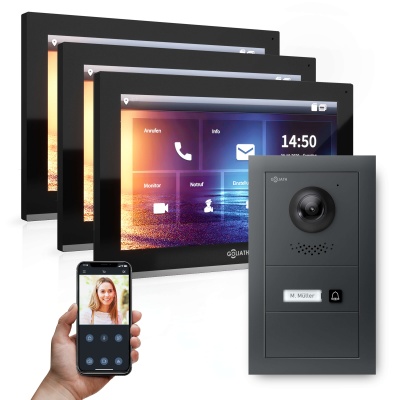 GOLIATH Hybrid IP Videotürsprechanlage 1-Familie 3x 10 Zoll HD Aufputz 