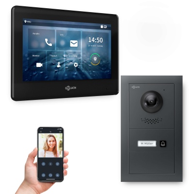 GOLIATH Hybrid IP Video Türsprechanlage mit App Anthrazit 1-Familie 7"