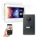 GOLIATH Hybrid 2-Draht BUS Videotürsprechanlage Anthrazit Aufputz 2x7" Weiß