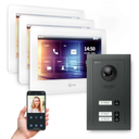 GOLIATH Hybrid 2-Draht BUS Video-Türsprechanlage Anthrazit 3 Fam 3x7 Zoll Weiß