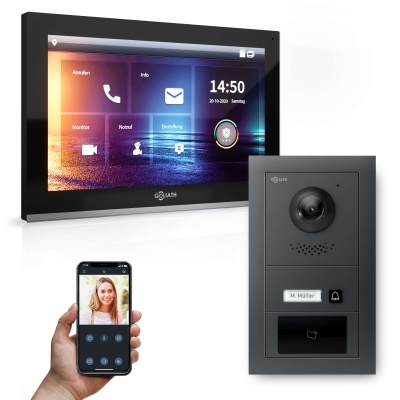 [AV-IPS-625] GOLIATH Hybrid IP Videosprechanlage Anthrazit 1-Fam 2x 10" HD 