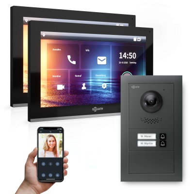 [AV-IPS-634] GOLIATH Hybrid IP Video Türsprechanlage Anthrazit Set 2-Fam 2x 10" HD 