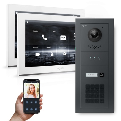 [AV-IPS-639] GOLIATH Hybrid IP Video Türsprechanlage 1-Fam 2x 10" HD Keypad 180° Kamera