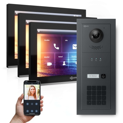 [AV-IPS-643] GOLIATH Hybrid IP Video Türsprechanlage 1-Fam 3x 10" HD Keypad 