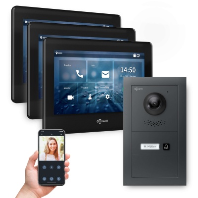 [AV-IPS-670] GOLIATH Hybrid IP Video Sprechanlage mit App 1-Familie 3x 7"